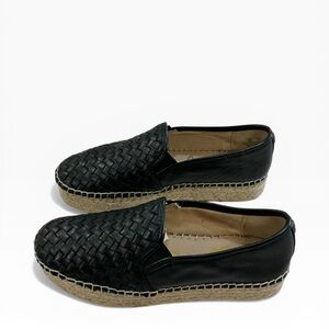 Sam Edelman Black Woven Leather Espadrille Slip-Ons